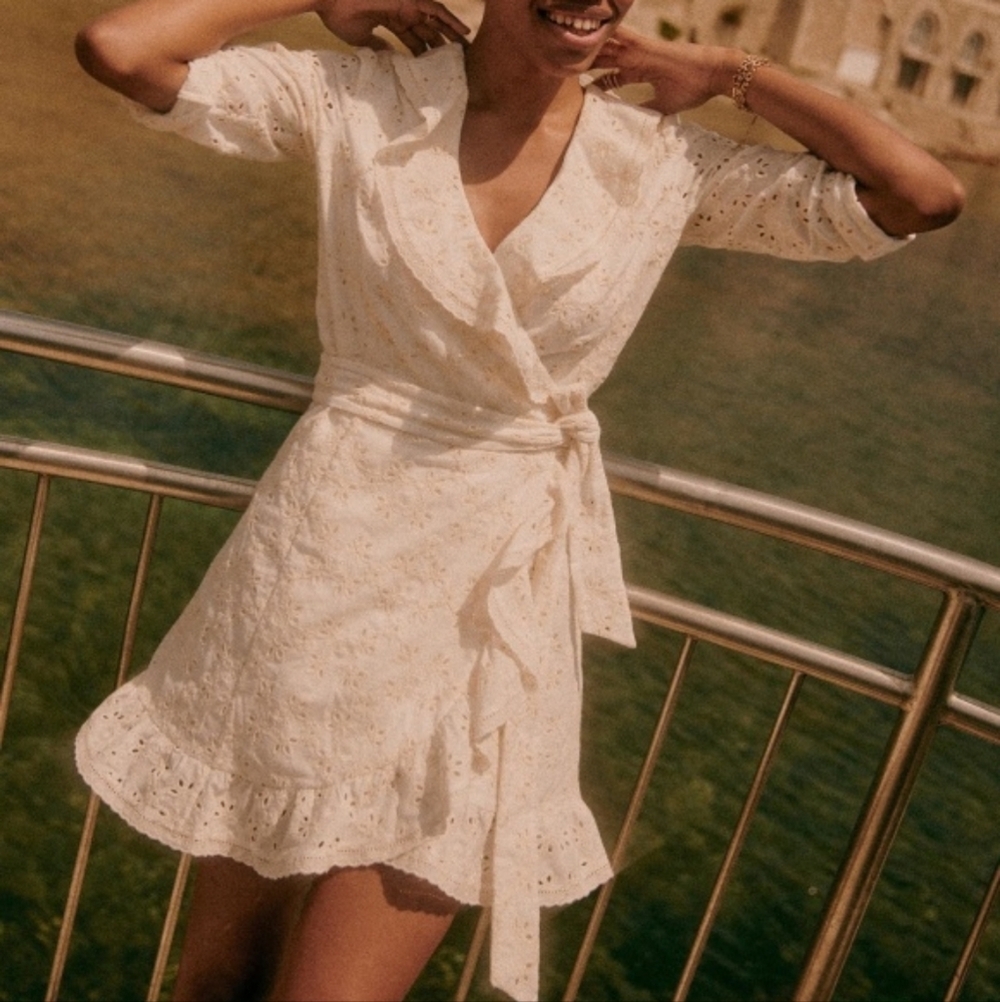 Sezane Asianne Dress in Ecru size 38 NWT - Picture 3 of 13